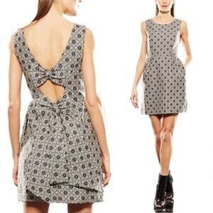 ERIN Erin Fetherston Geo Print Open Back Bow Mini Dress Size 4 Coquette Glam
